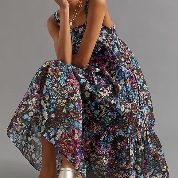 Anthropologie Geisha Designs Organdy floral gown dress - Picture 10 of 10